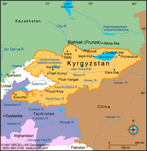 kyrgyzstan regional map